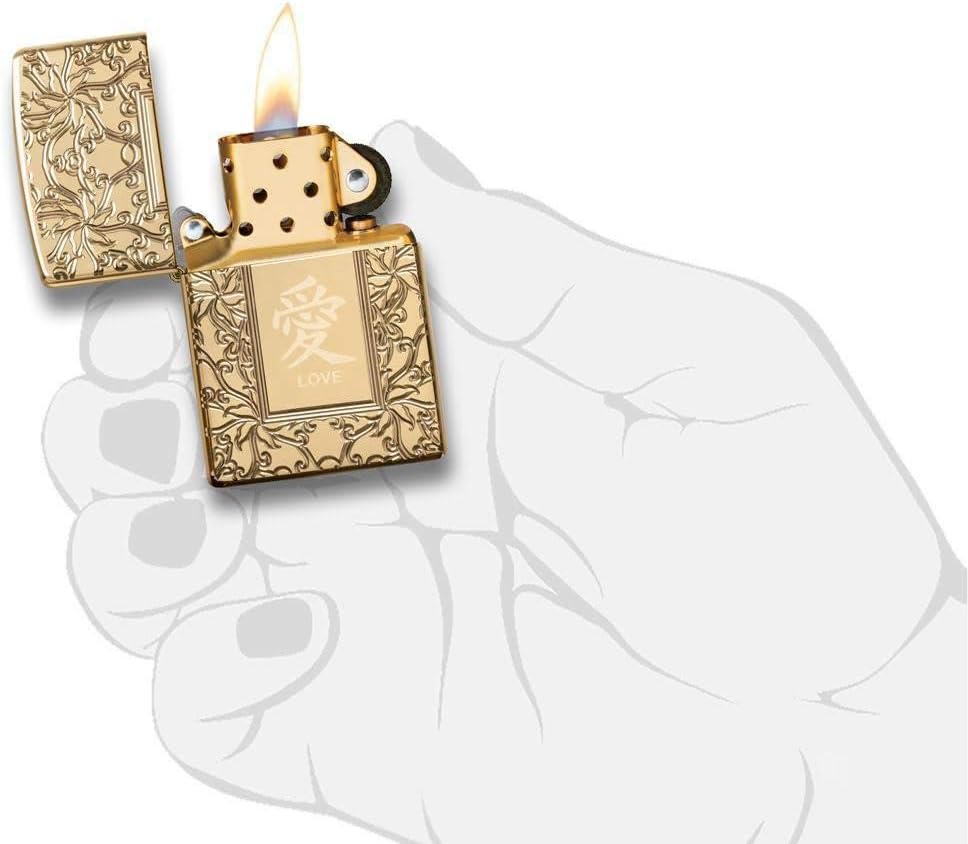 Zippo Chinese Love Armor High Polish Brass Pocket Lighter