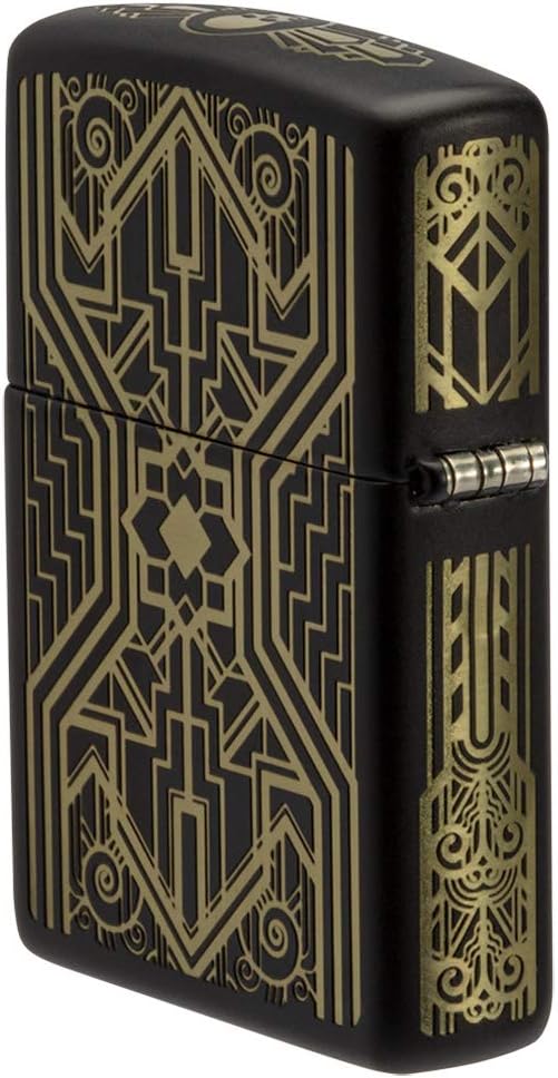 Zippo Art Deco Skull Black Matte Pocket Lighter, One Size