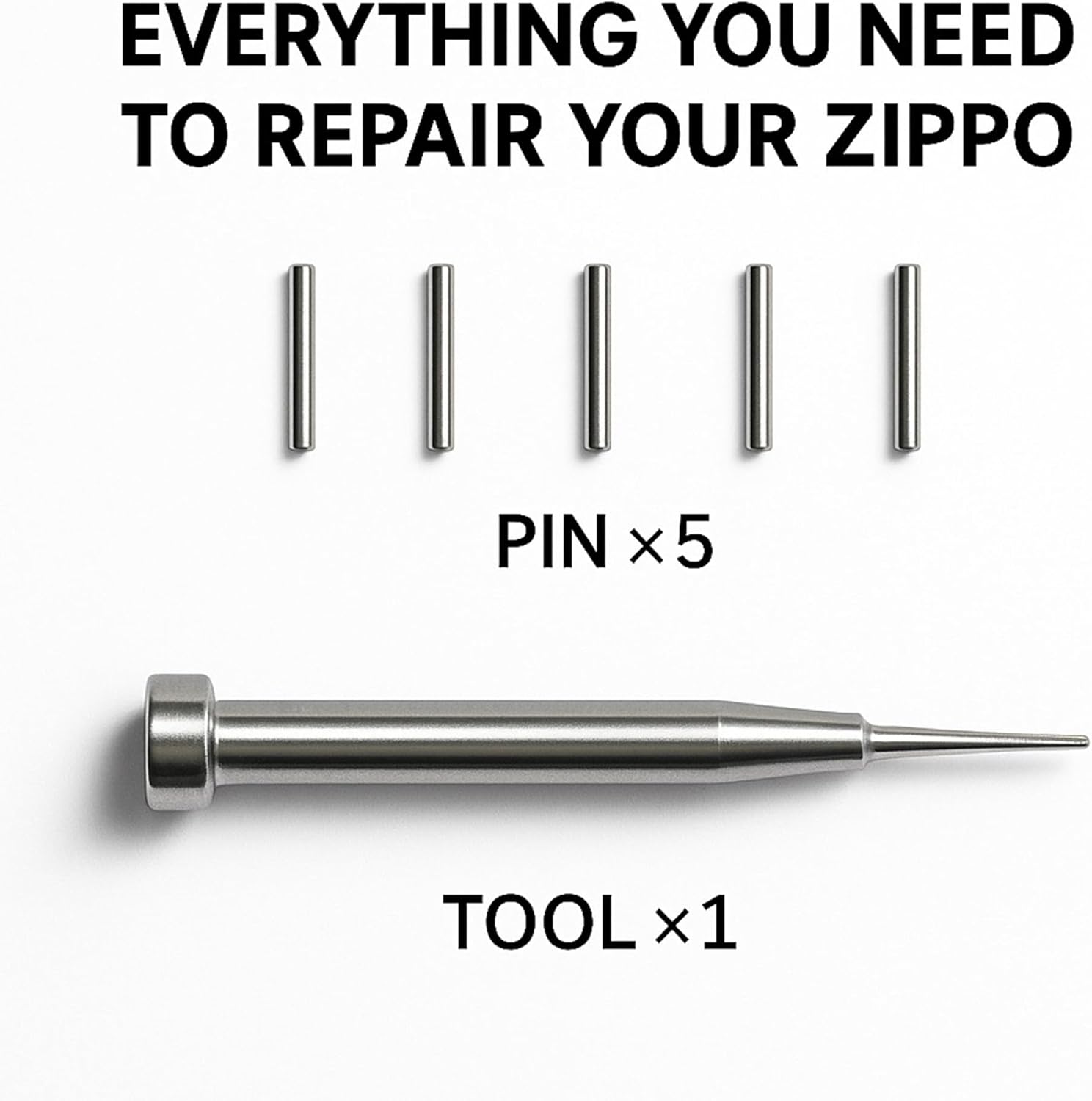 IN SELECT Hinge Pin Repair Kit Compatible with Zippo Lighter Manufactured in 2003 and Later Model- 5 Replacement Pins + 1 Precision Tool for Zippo Lighter Repair, Hinge Fix, and Restoration