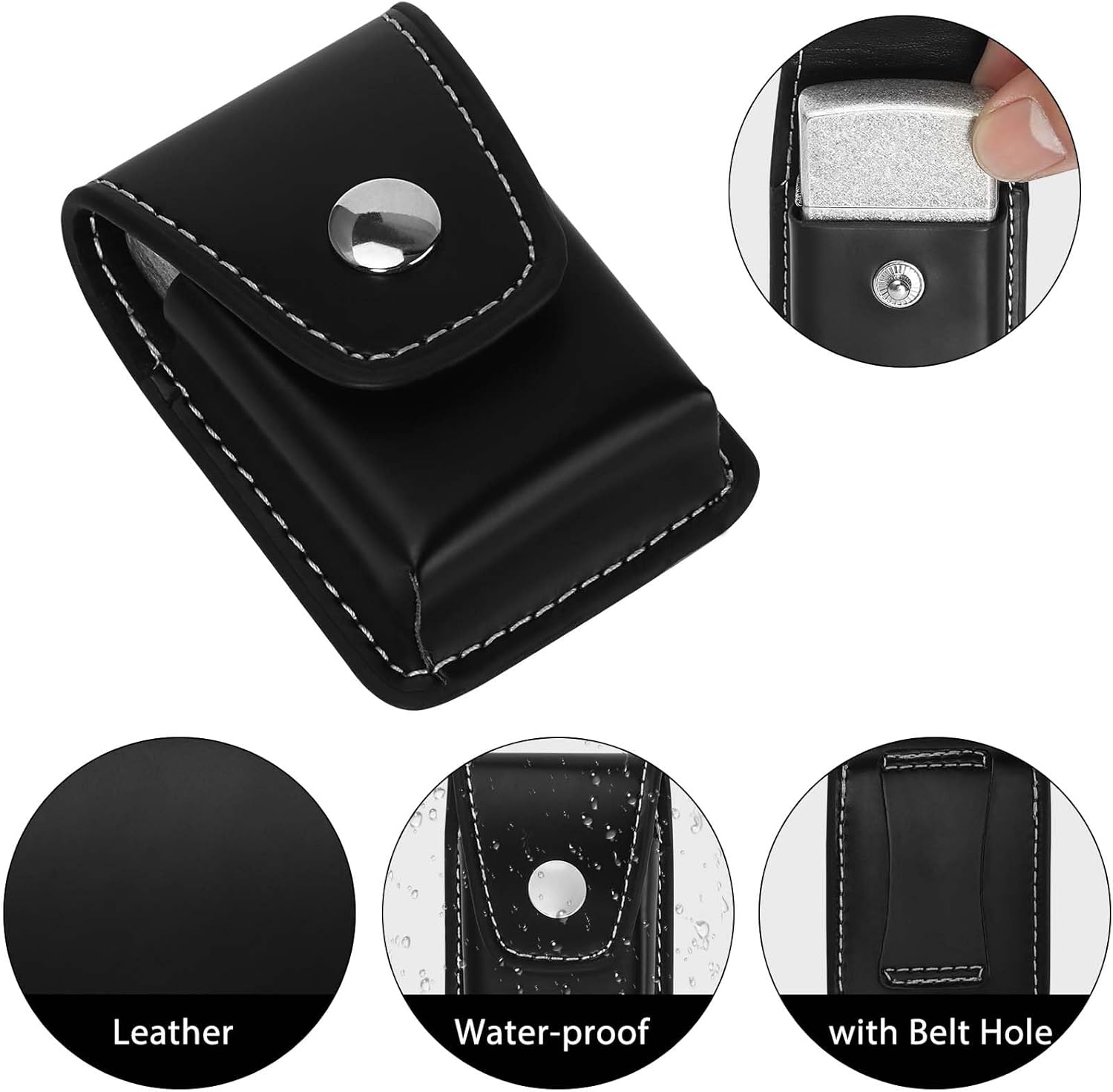 Lighter Case Only Compatible with Zippo,Flip Top Leather Lighter Pouch with Metal Buckle,Anti-Scratch Lighter Pouch with Belt Hole for Man and Woman
