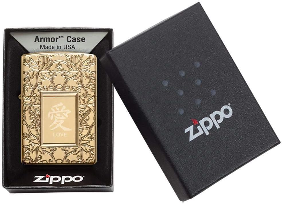 Zippo Chinese Love Armor High Polish Brass Pocket Lighter