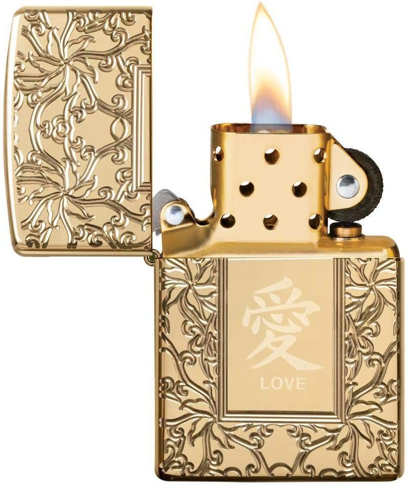Zippo Chinese Love Armor High Polish Brass Pocket Lighter