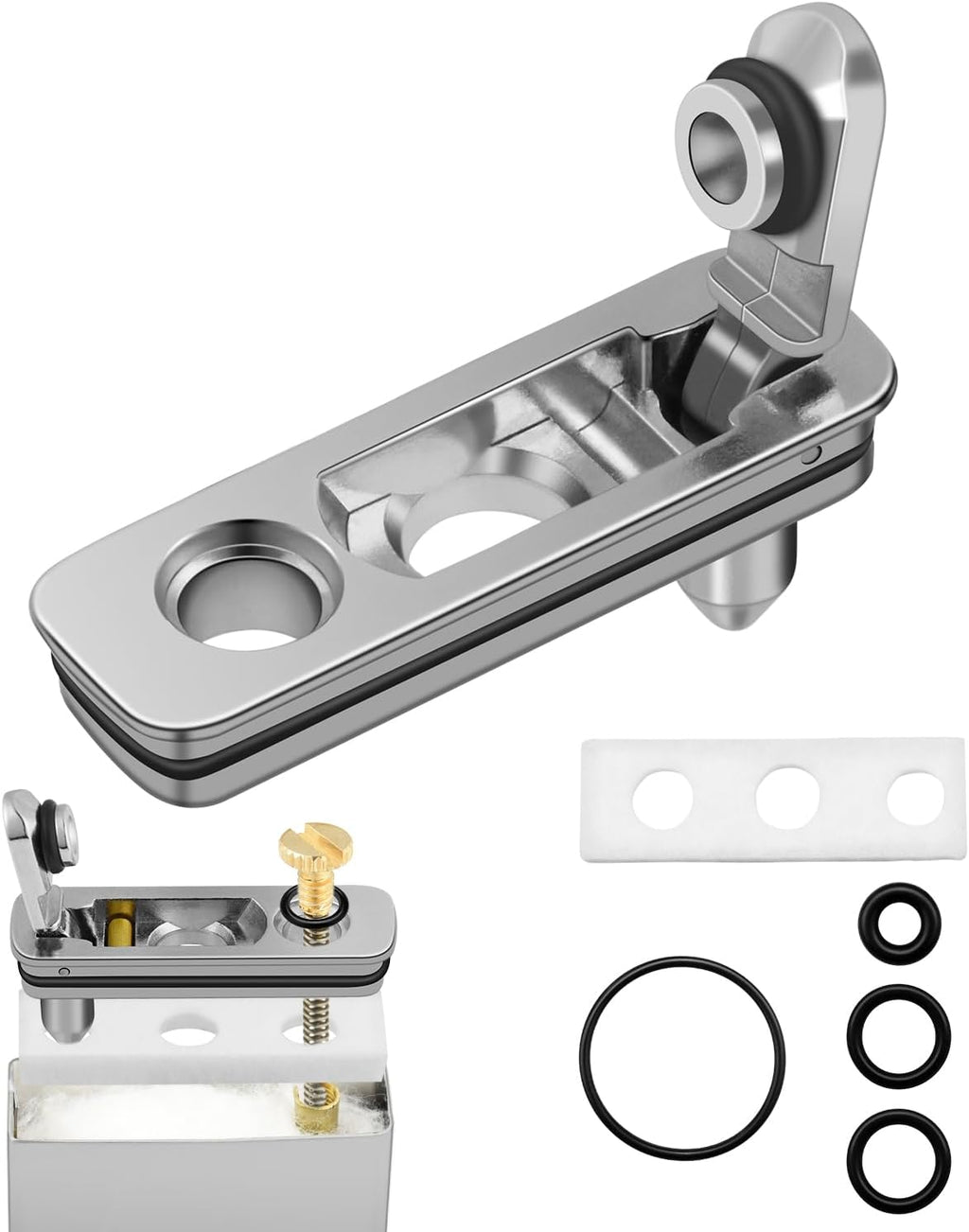2 Set Lighter Gasket Seal Metal Lighter Repair Insert Accessories Kit 1Ppcs Cotton Felt Pad with 3Pcs Rubber Seals for Lighter Bottom Seal(Sliver)