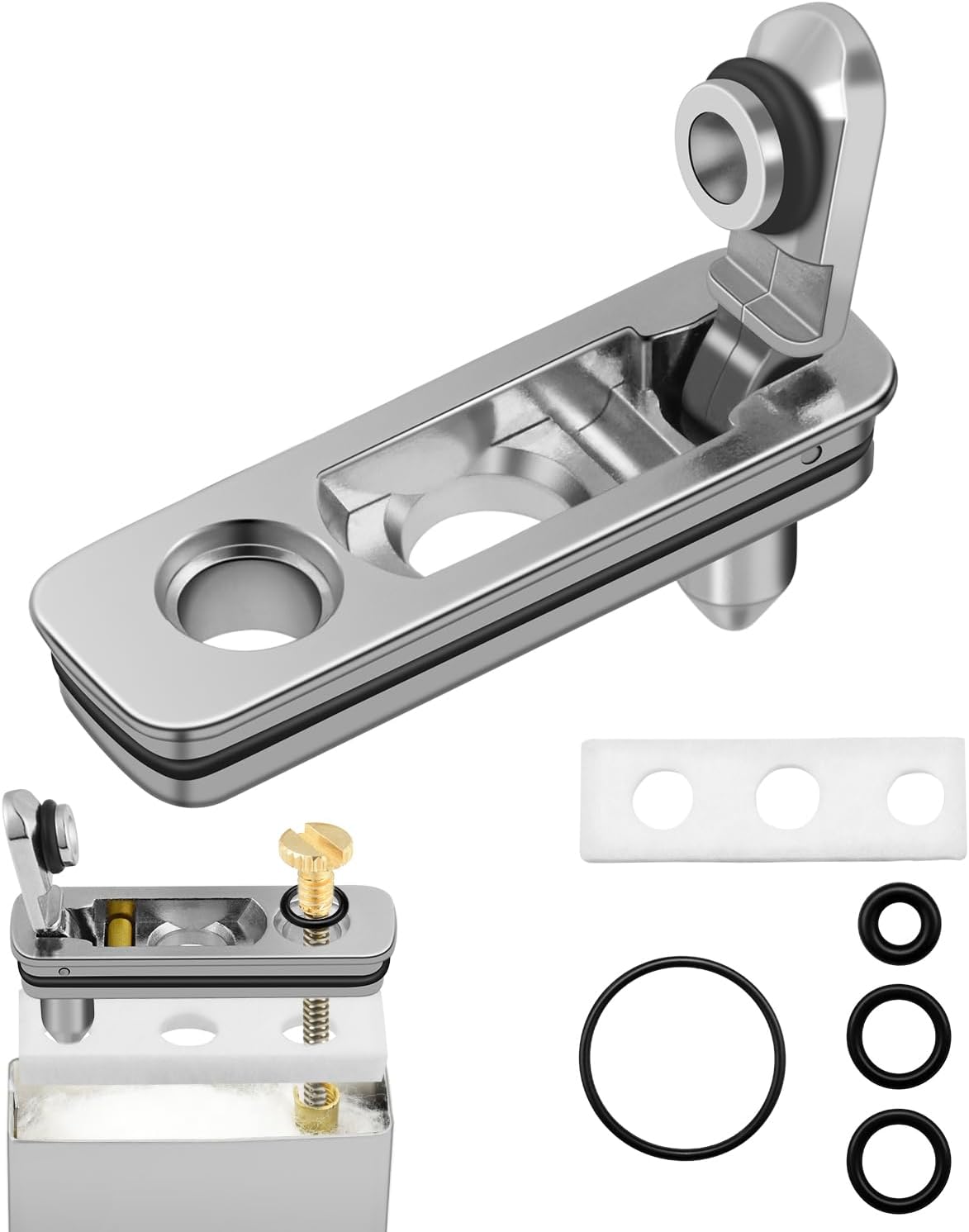 2 Set Lighter Gasket Seal Metal Lighter Repair Insert Accessories Kit 1Ppcs Cotton Felt Pad with 3Pcs Rubber Seals for Lighter Bottom Seal(Sliver)