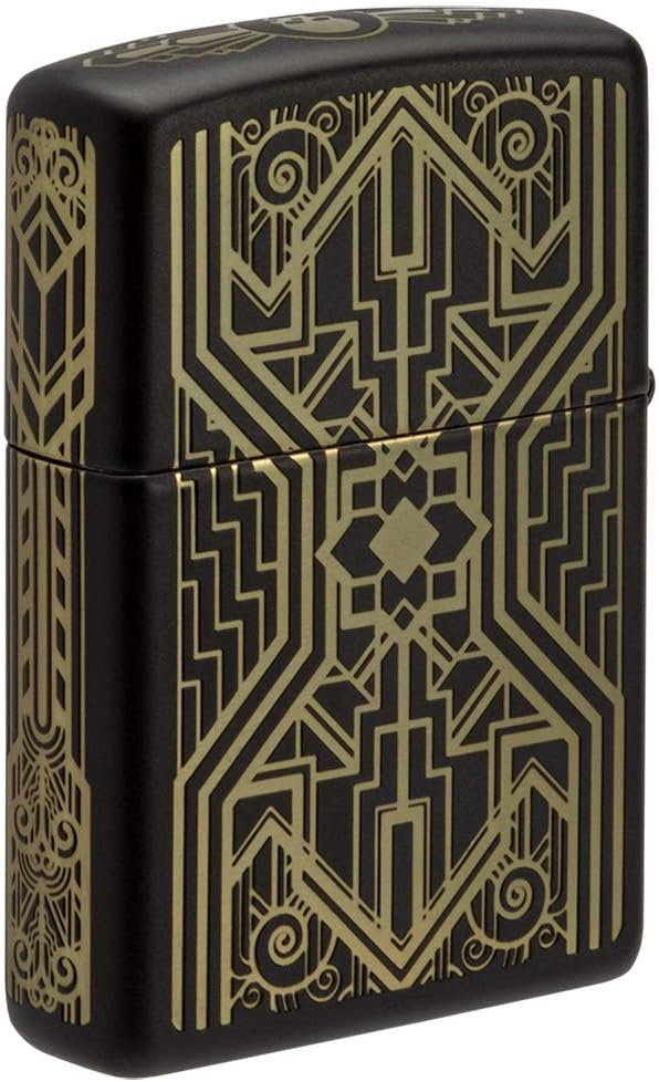 Zippo Art Deco Skull Black Matte Pocket Lighter, One Size