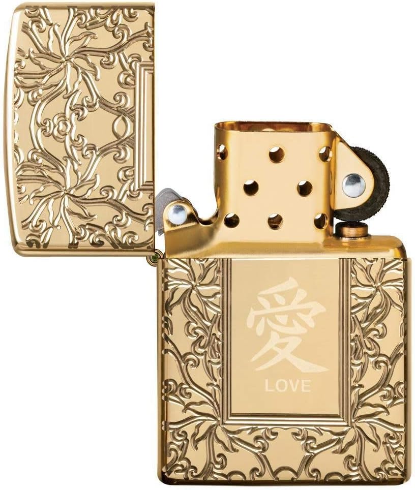 Zippo Chinese Love Armor High Polish Brass Pocket Lighter