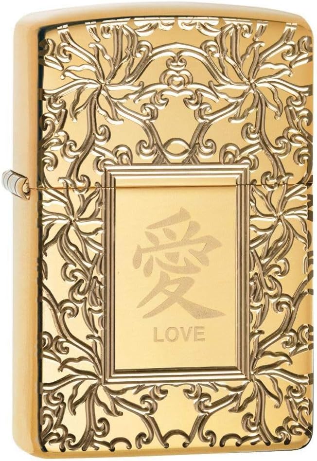 Zippo Chinese Love Armor High Polish Brass Pocket Lighter
