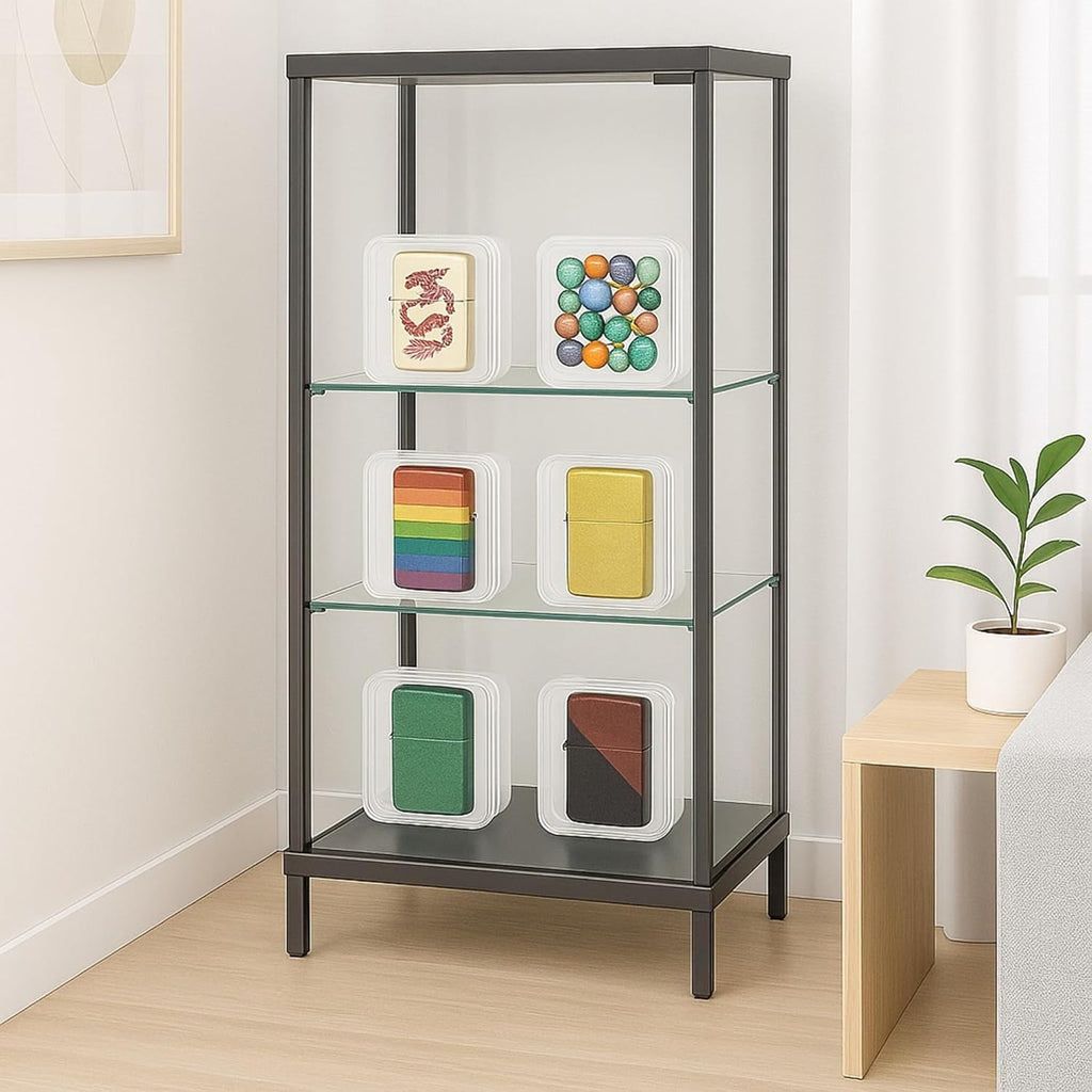 9 Pack Clear Plastic Storage Box for Zippo Lighter - Compact,Dustproof Case- Multi-Purpose Organizer for Lighter Dispaly Case Handmade Accessories,Scews,Pills,Jewelry - Travel-Friendly Mini Container