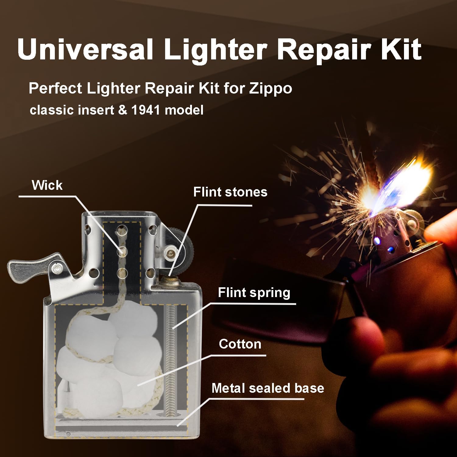 2 Set Lighter Gasket Seal Metal Lighter Repair Insert Accessories Kit 1Ppcs Cotton Felt Pad with 3Pcs Rubber Seals for Lighter Bottom Seal(Sliver)