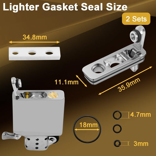 2 Set Lighter Gasket Seal Metal Lighter Repair Insert Accessories Kit 1Ppcs Cotton Felt Pad with 3Pcs Rubber Seals for Lighter Bottom Seal(Sliver)