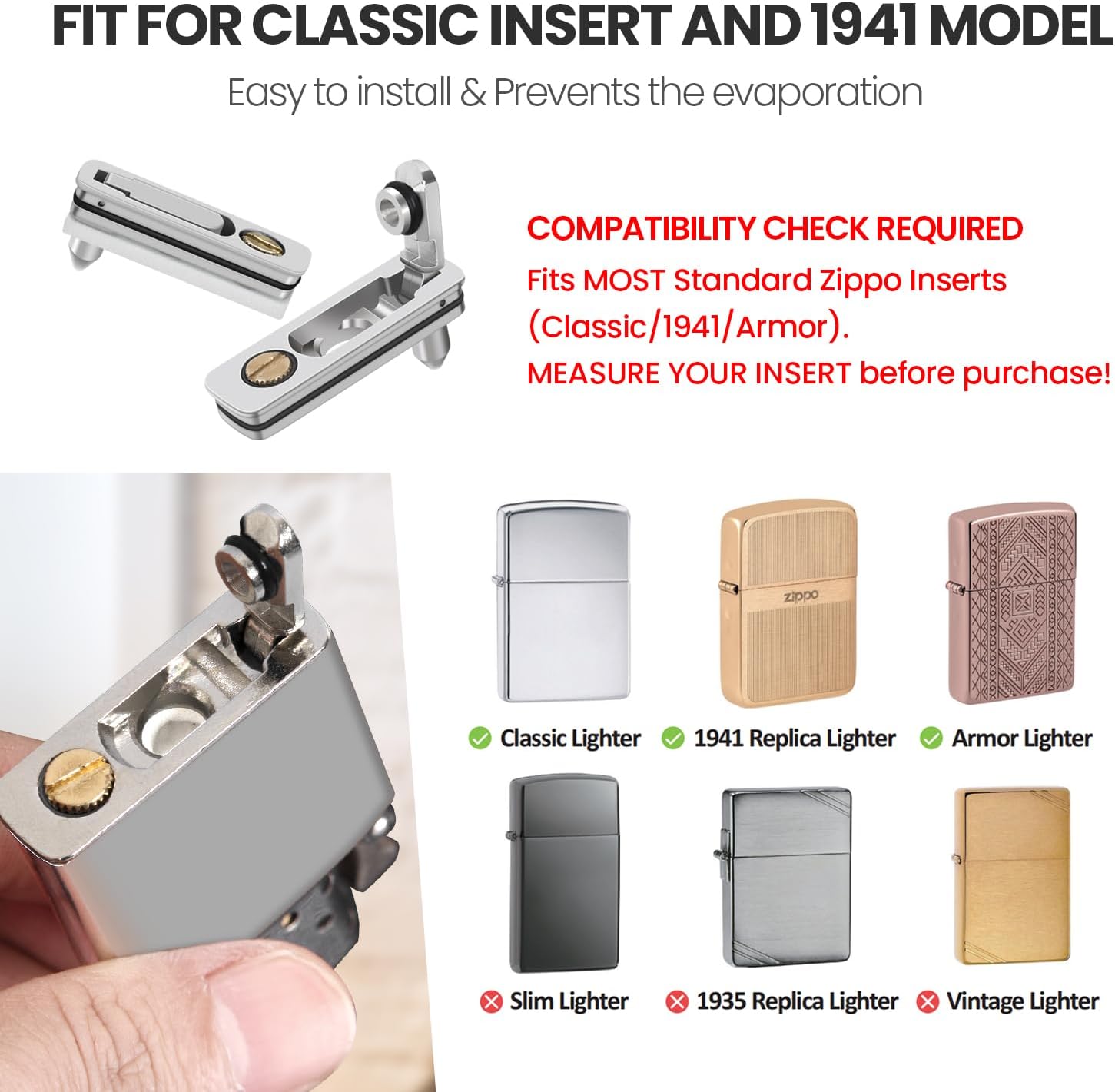 YUSUD Lighter Gasket Seal Compatible with Zippo, Metal Repair Kit with Cotton Felt Pad and Flint Slot, Lighter Fluid Anti-Evaporation Accessories for Lighter Insert, Replacement Parts